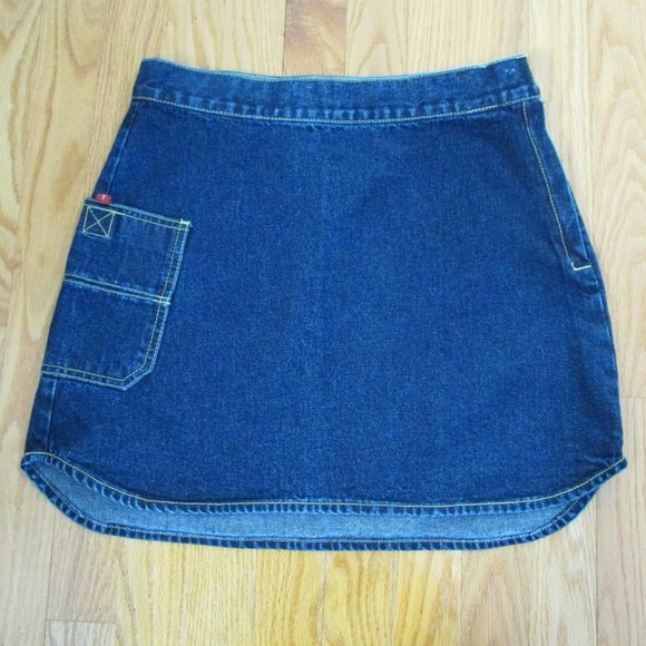 TOMMY HILFIGER WOMENS JUNIORS SIZE 5 SKIRT DARK BLUE JEAN DENIM SHORT SHIRT TAIL - Picture 1 of 10